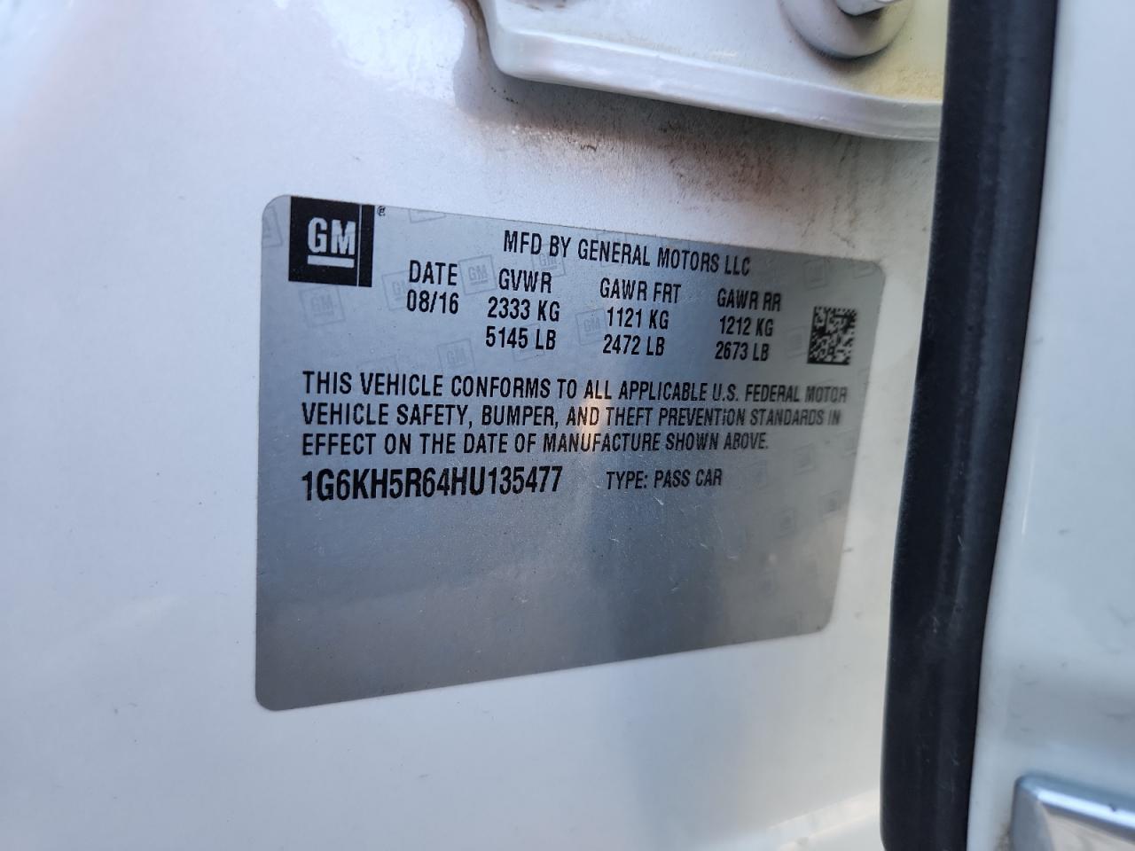 2017 Cadillac Ct6 Premium Luxury VIN: 1G6KH5R64HU135477 Lot: 92228745