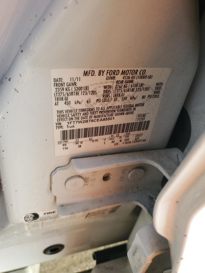 2012 Ford F250 Super Duty VIN: 1FT7W2BT6CEA85501 Lot: 92910465