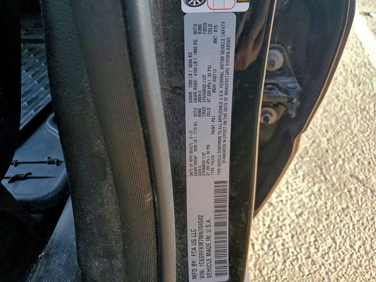 2021 Ram 1500 Longhorn VIN: 1C6SRFKM7MN704942 Lot: 94184225