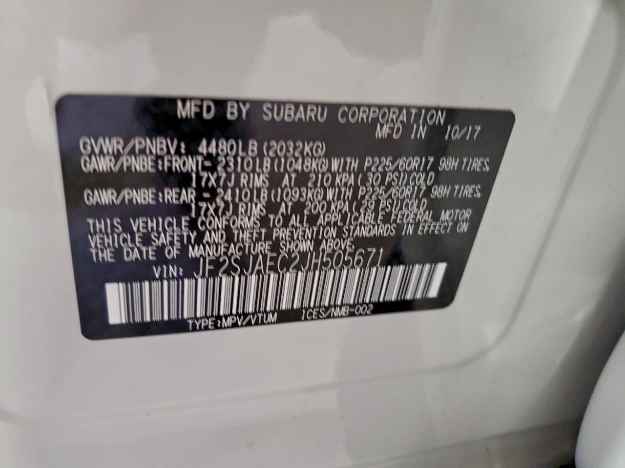 2018 Subaru Forester 2.5I Premium VIN: JF2SJAEC2JH505671 Lot: 93883675