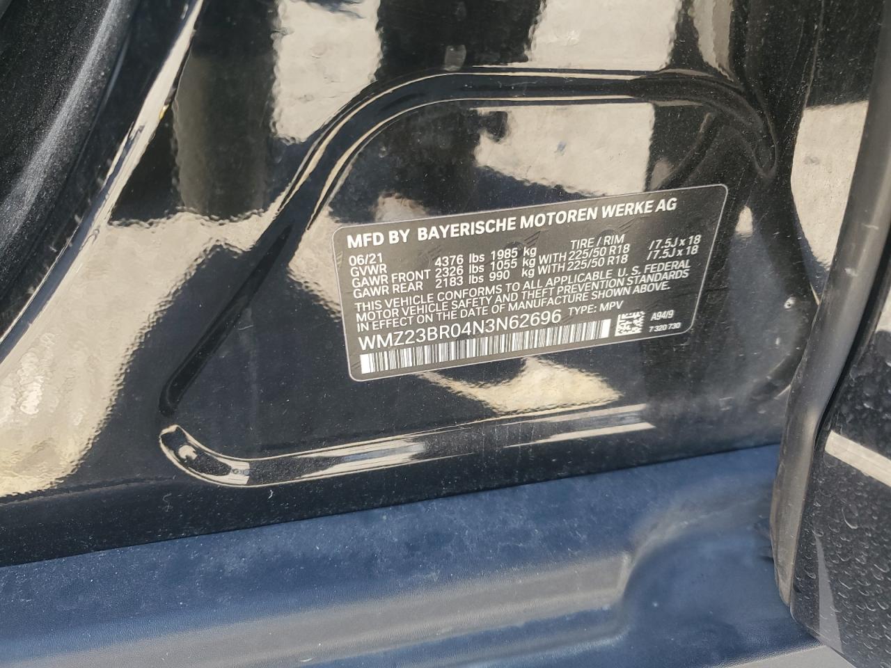 2022 Mini Cooper Countryman VIN: WMZ23BR04N3N62696 Lot: 92106995