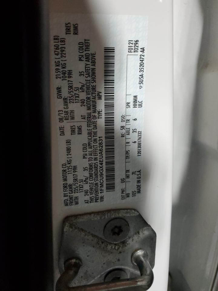 2014 Ford Escape Se VIN: 1FMCU9GX4EUA62831 Lot: 92192115