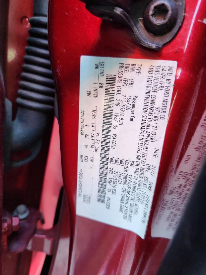 2017 Ford Focus Se VIN: 1FADP3K20HL216928 Lot: 93216925