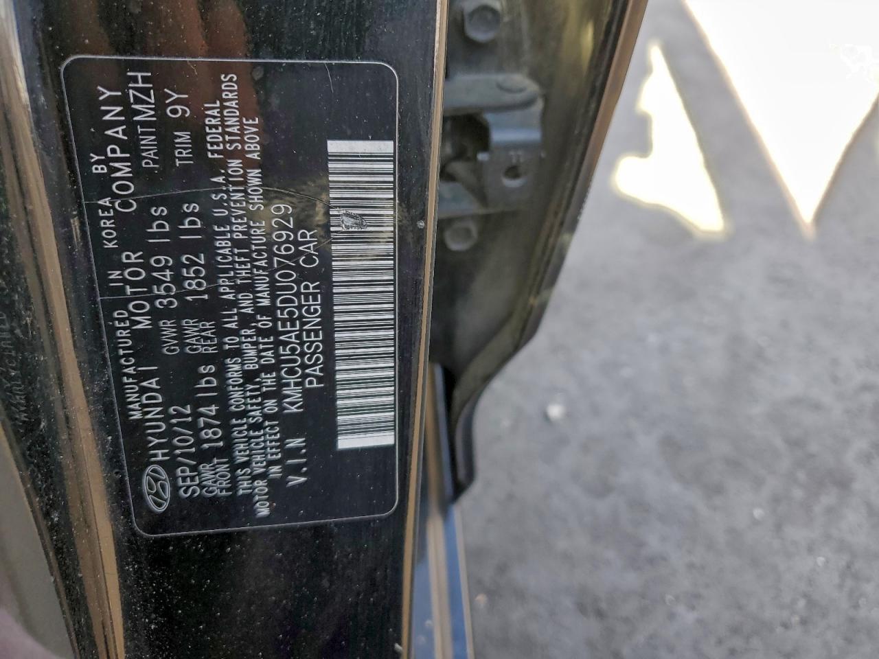 2013 Hyundai Accent Gls VIN: KMHCU5AE5DU076929 Lot: 93824245