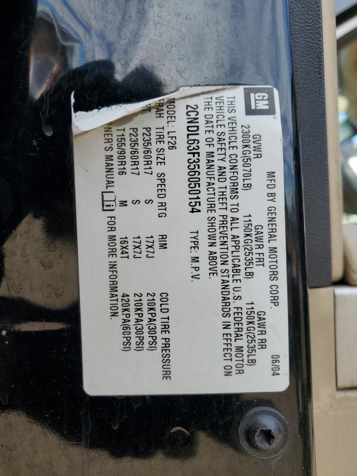 2005 Chevrolet Equinox Lt VIN: 2CNDL63F356050154 Lot: 91517525