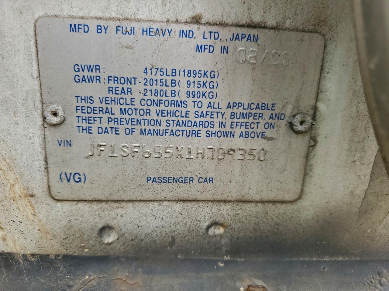 2001 Subaru Forester S VIN: JF1SF655X1H709350 Lot: 93878675