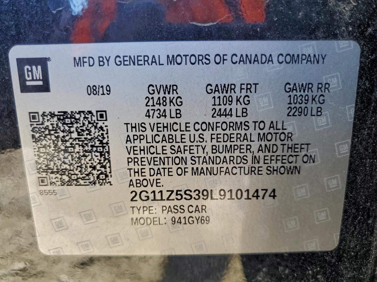 2020 Chevrolet Impala Lt VIN: 2G11Z5S39L9101474 Lot: 93987775