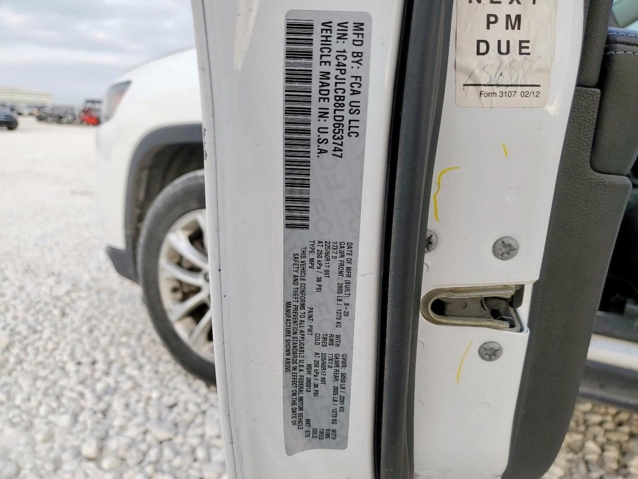 2020 Jeep Cherokee Latitude VIN: 1C4PJLCB8LD653747 Lot: 93519675