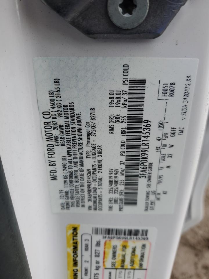 2020 Ford Fusion Titanium VIN: 3FA6P0K99LR145369 Lot: 92482815