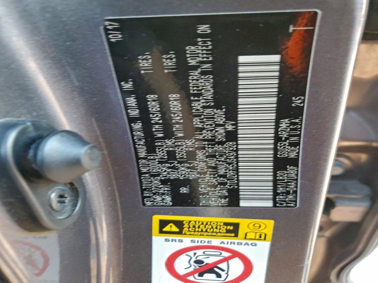 2018 Toyota Highlander Se VIN: 5TDJZRFH5JS497928 Lot: 94341465