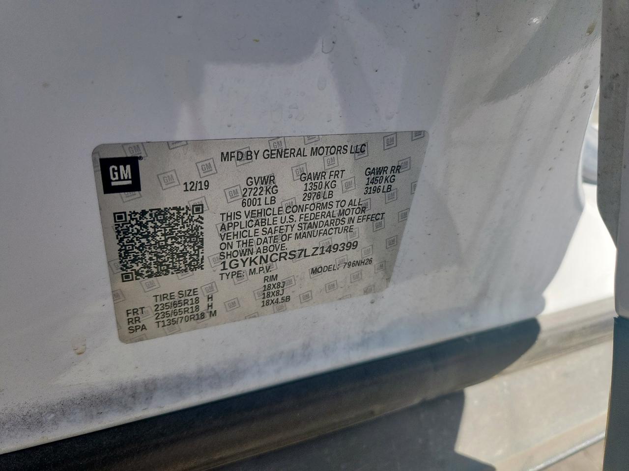 2020 Cadillac Xt5 Premium Luxury VIN: 1GYKNCRS7LZ149399 Lot: 91620665