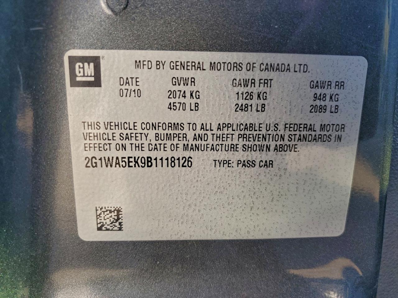 2011 Chevrolet Impala Ls VIN: 2G1WA5EK9B1118126 Lot: 94367605