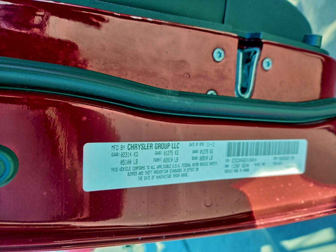 2012 Dodge Charger Sxt VIN: 2C3CDXHG6CH164014 Lot: 94511255