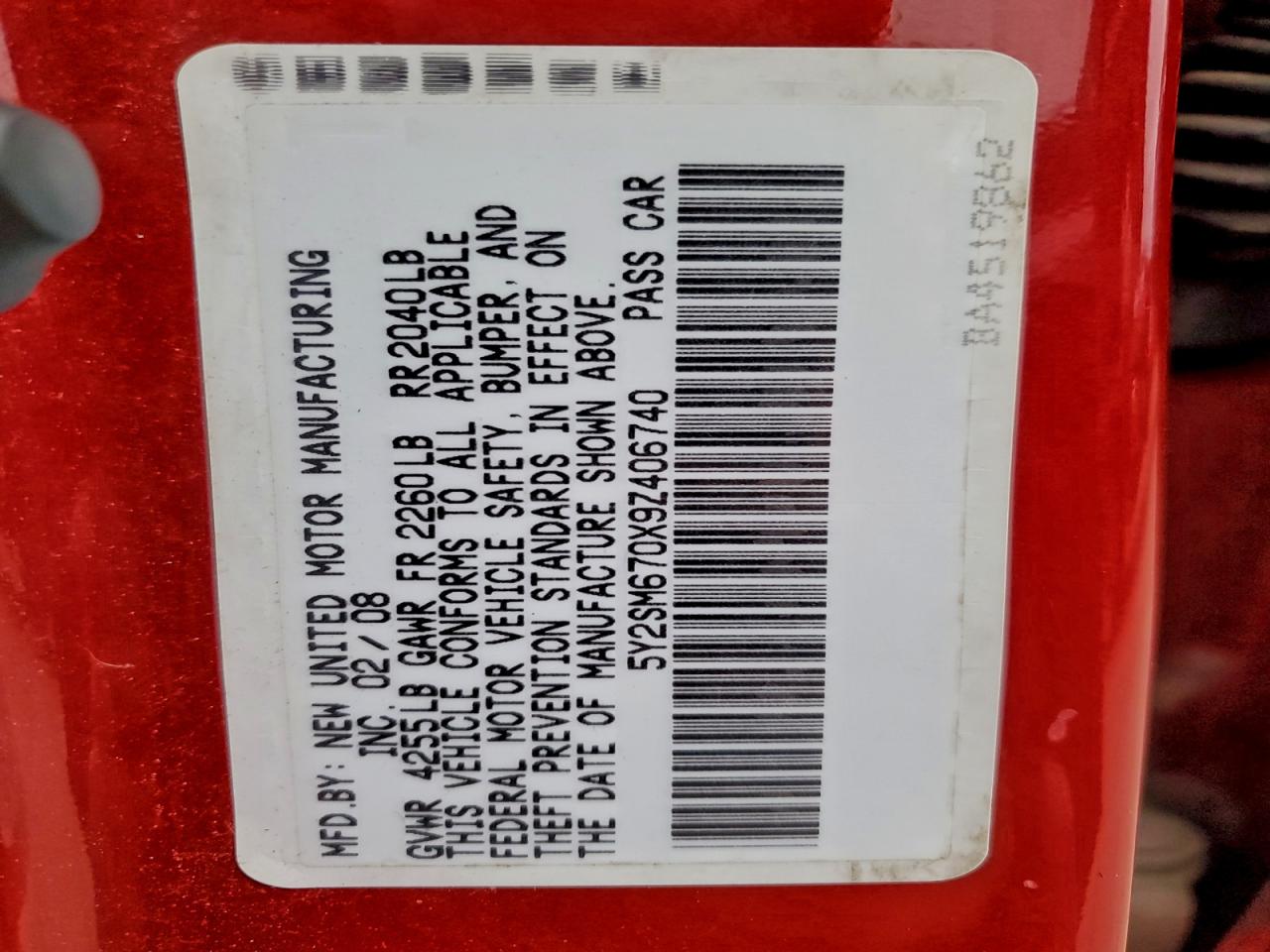 2009 Pontiac Vibe VIN: 5Y2SM670X9Z406740 Lot: 94735315