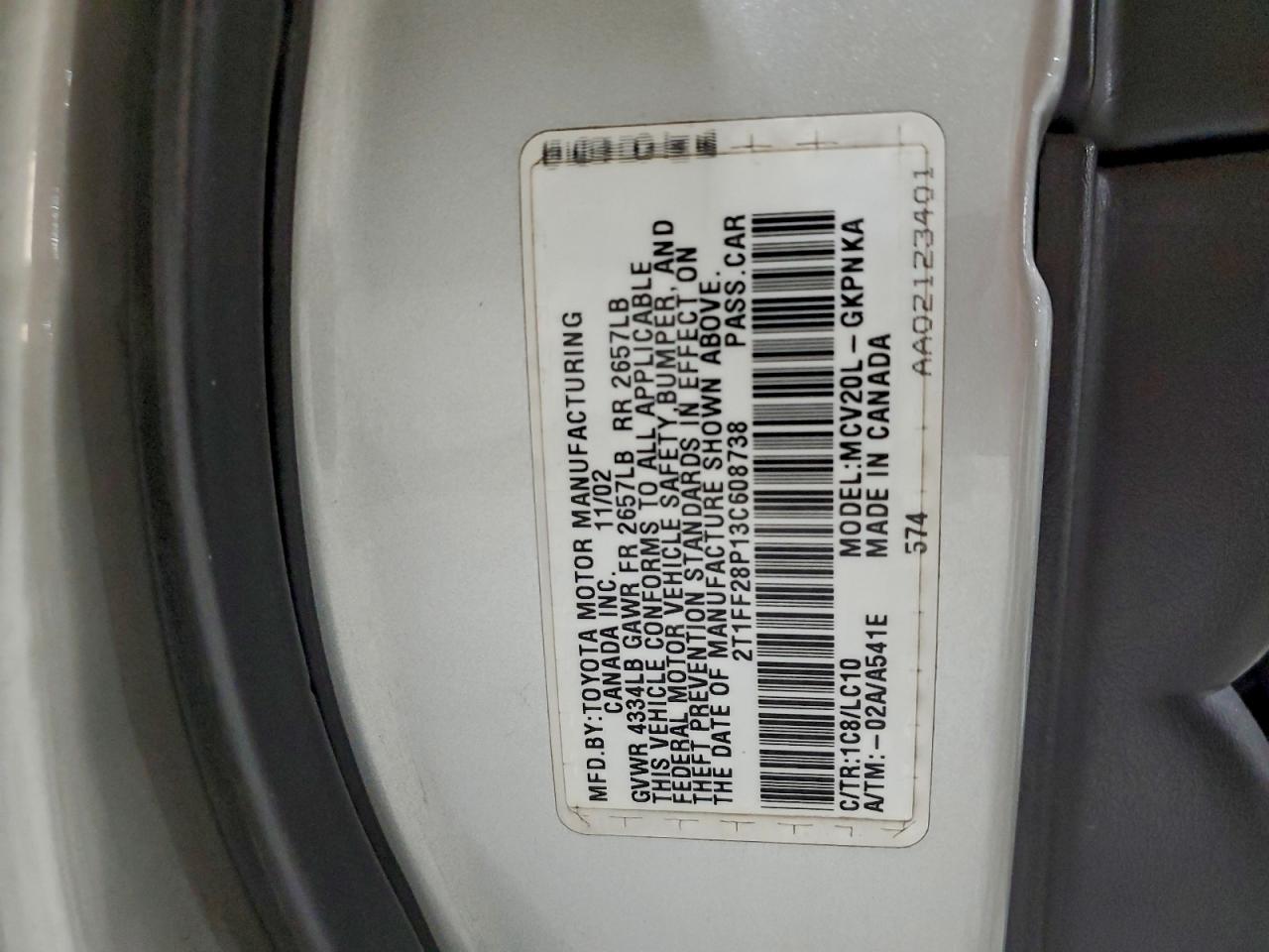 2003 Toyota Camry Solara Se VIN: 2T1FF28P13C608738 Lot: 93285065