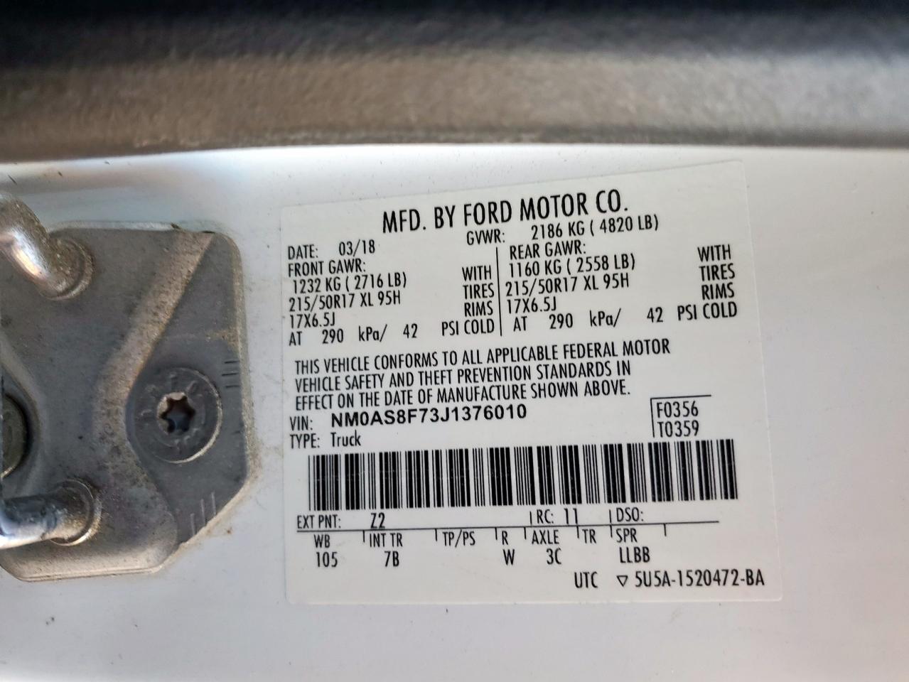 2018 Ford Transit Connect Xlt VIN: NM0AS8F73J1376010 Lot: 90883695