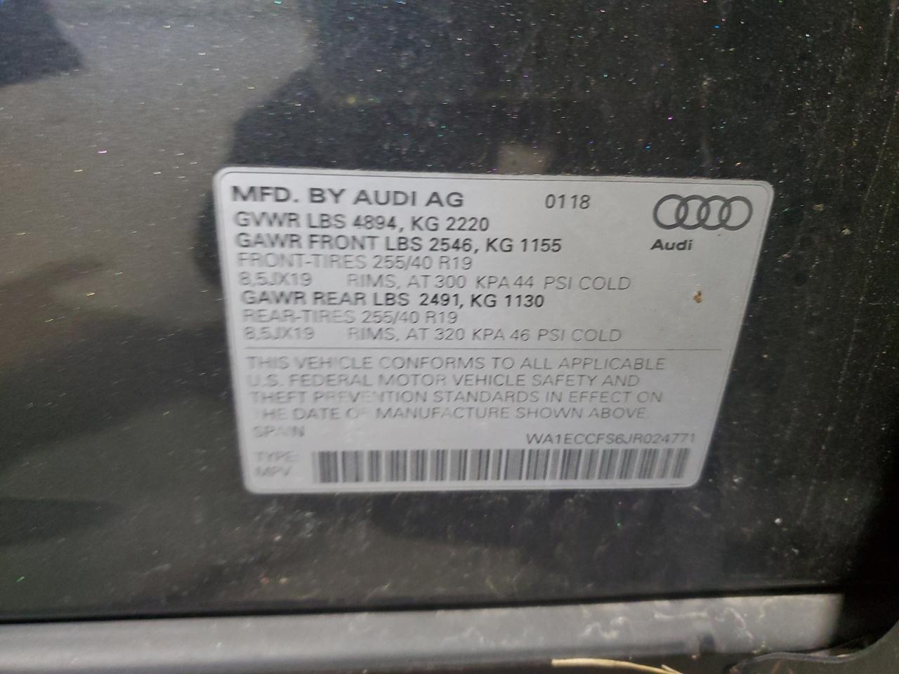 2018 Audi Q3 Premium VIN: WA1ECCFS6JR024771 Lot: 91053665
