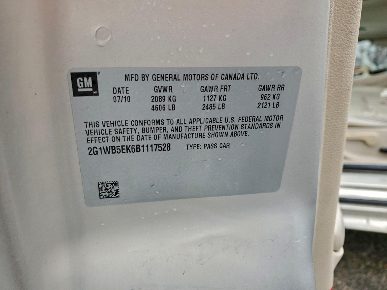 2011 Chevrolet Impala Lt VIN: 2G1WB5EK6B1117528 Lot: 94699305