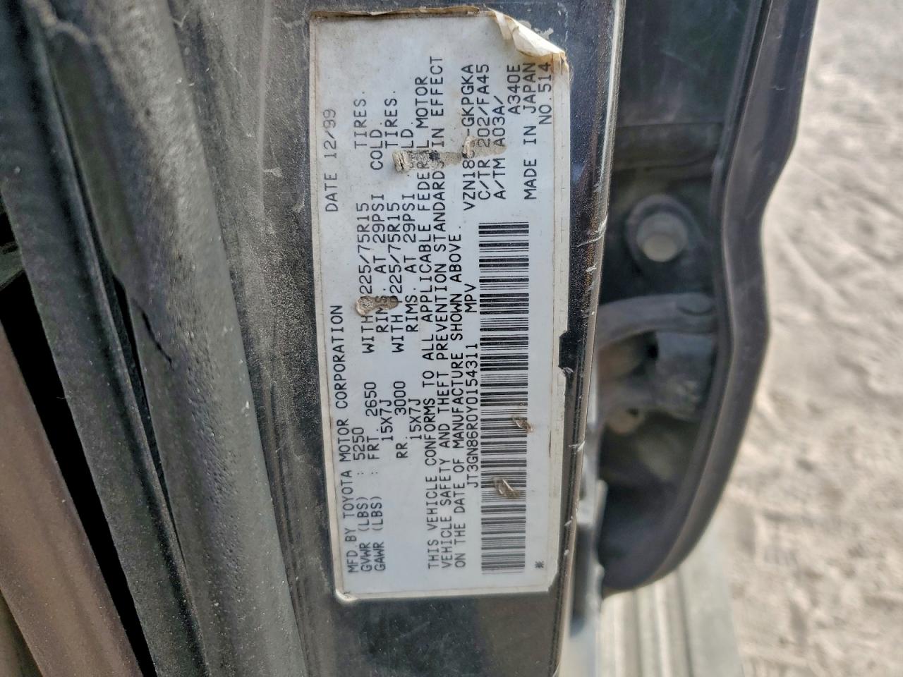 2000 Toyota 4Runner Sr5 VIN: JT3GN86R0Y0154311 Lot: 94222255