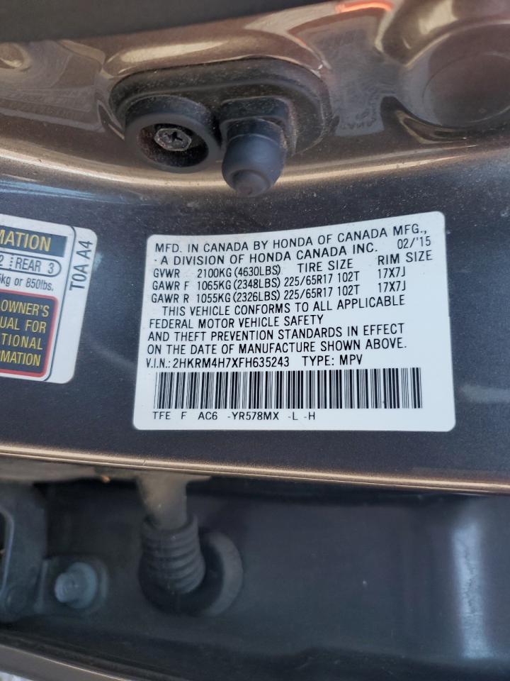 2015 Honda Cr-V Exl VIN: 2HKRM4H7XFH635243 Lot: 91484515