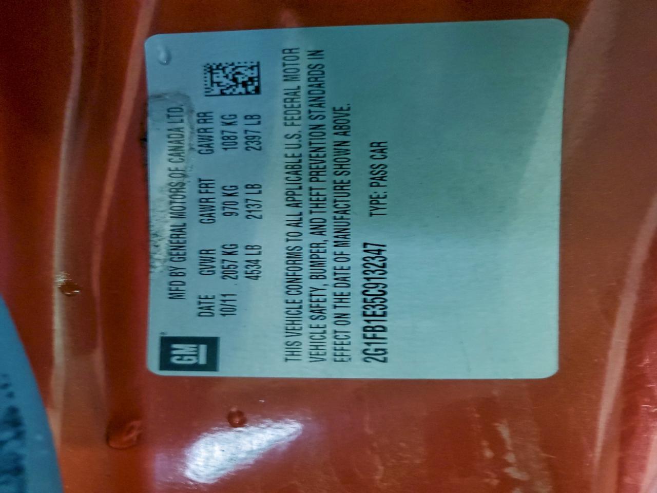 2012 Chevrolet Camaro Lt VIN: 2G1FB1E35C9132347 Lot: 94316845