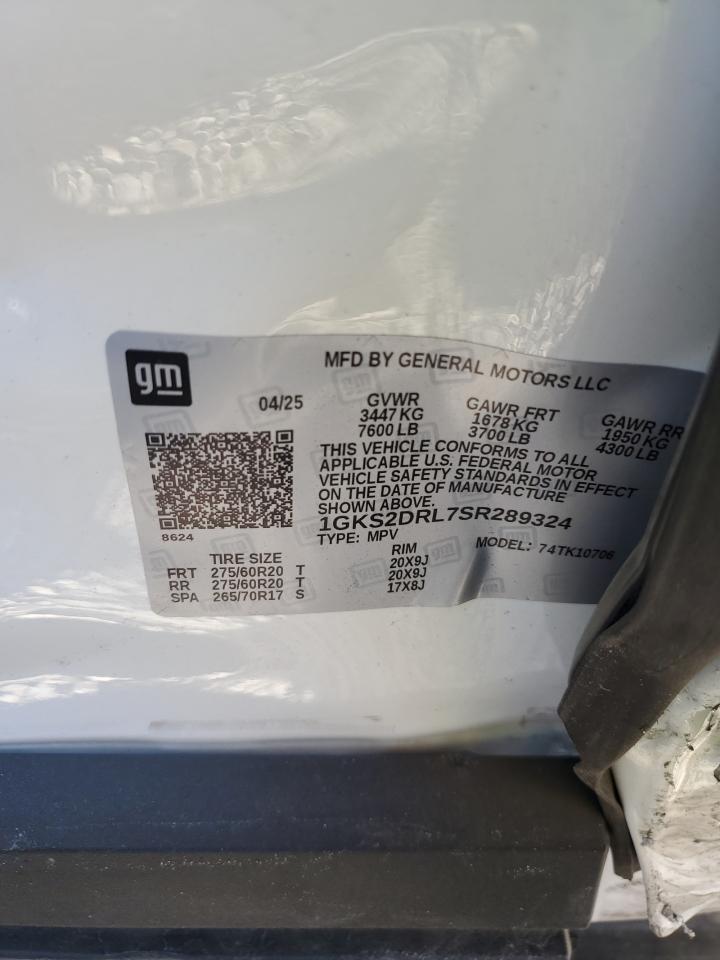 2025 GMC Yukon Denali VIN: 1GKS2DRL7SR289324 Lot: 93625825