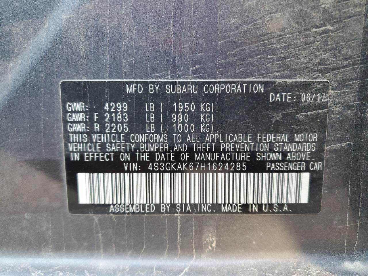 2017 Subaru Impreza Sport VIN: 4S3GKAK67H1624285 Lot: 92286165