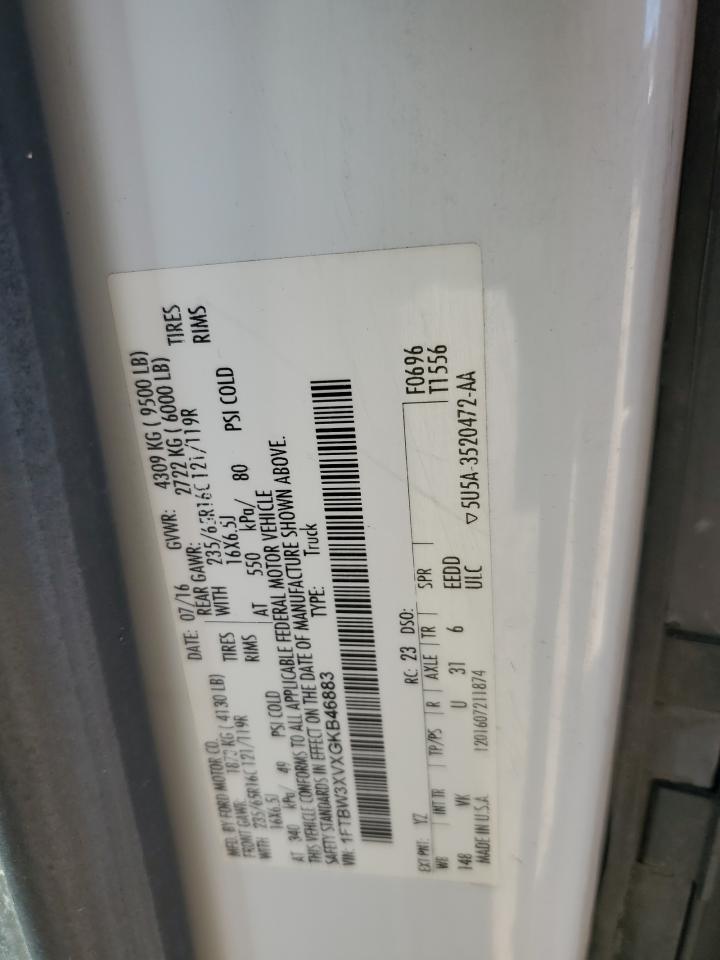 2016 Ford Transit T-350 VIN: 1FTBW3XVXGKB46883 Lot: 91218815