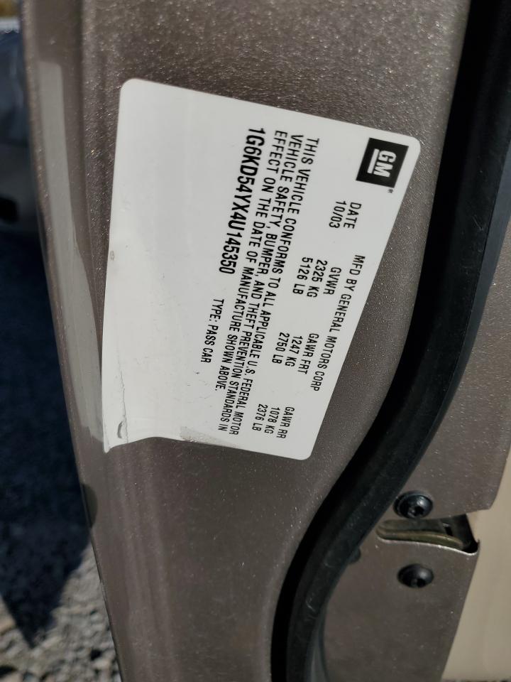 2004 Cadillac Deville VIN: 1G6KD54YX4U145350 Lot: 91899295