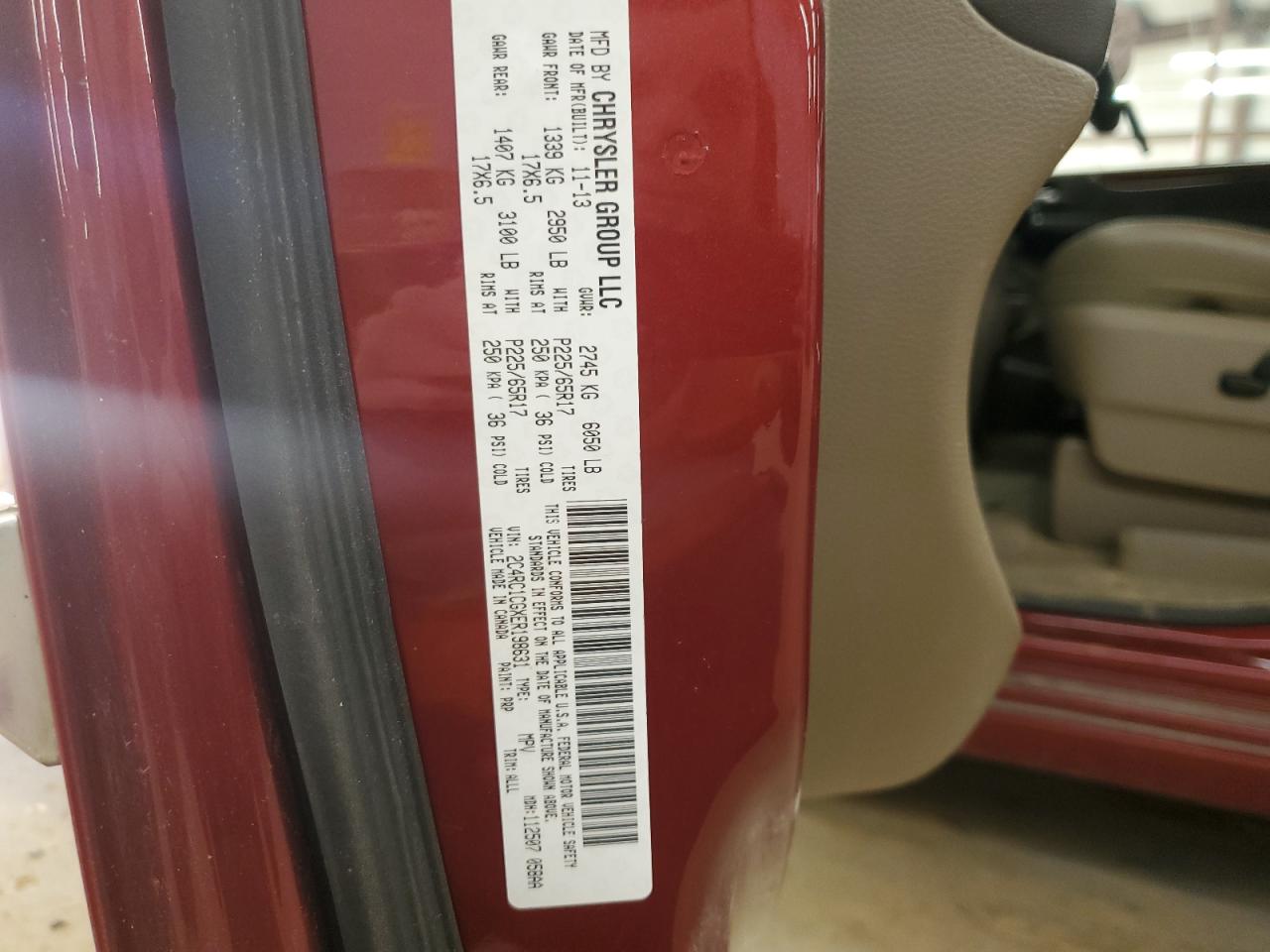 2014 Chrysler Town & Country Touring L VIN: 2C4RC1CGXER198631 Lot: 93282405