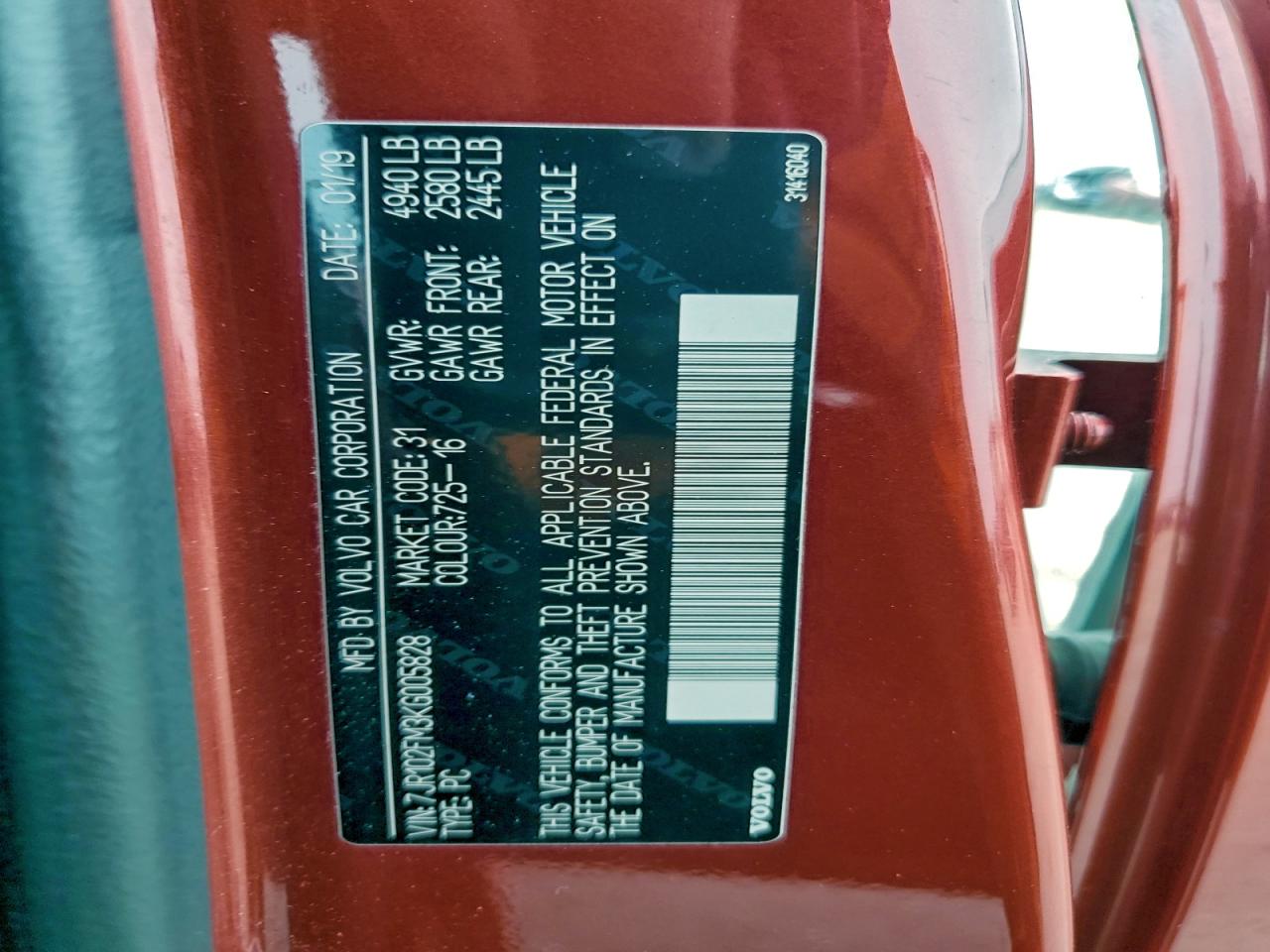 2019 Volvo S60 T5 R-Design VIN: 7JR102FM3KG005828 Lot: 94063485