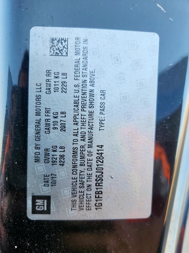 2018 Chevrolet Camaro Lt VIN: 1G1FB1RS6J0128414 Lot: 93191405