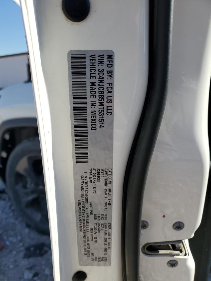 2021 Jep Compass Altitude VIN: 3C4NJCBB5MT531514 Lot: 91486095