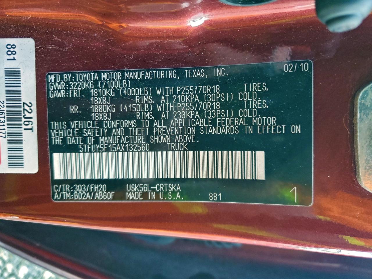 2010 Toyota Tundra Double Cab Sr5 VIN: 5TFUY5F15AX132560 Lot: 93969815