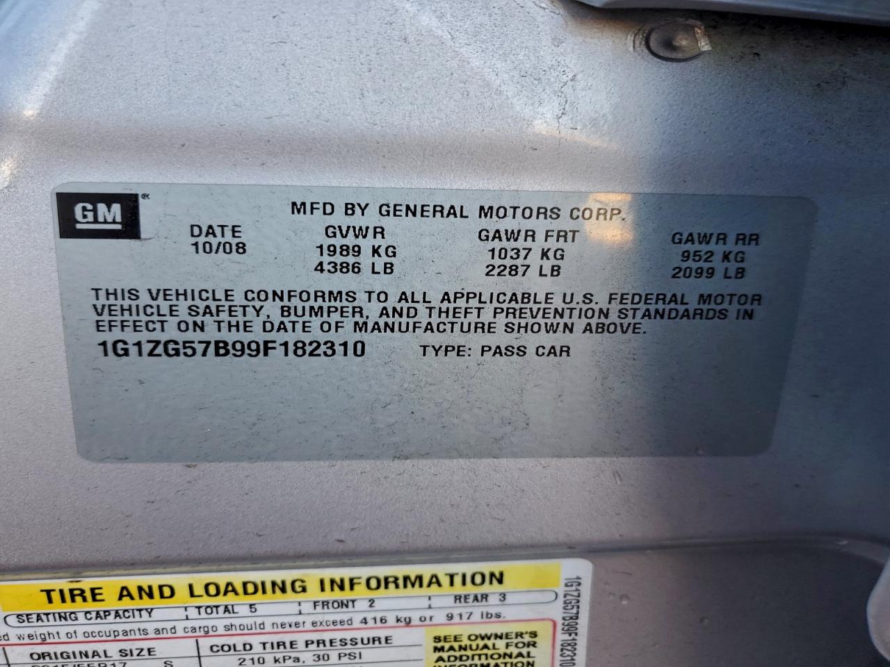 2009 Chevrolet Malibu Ls VIN: 1G1ZG57B99F182310 Lot: 94283805