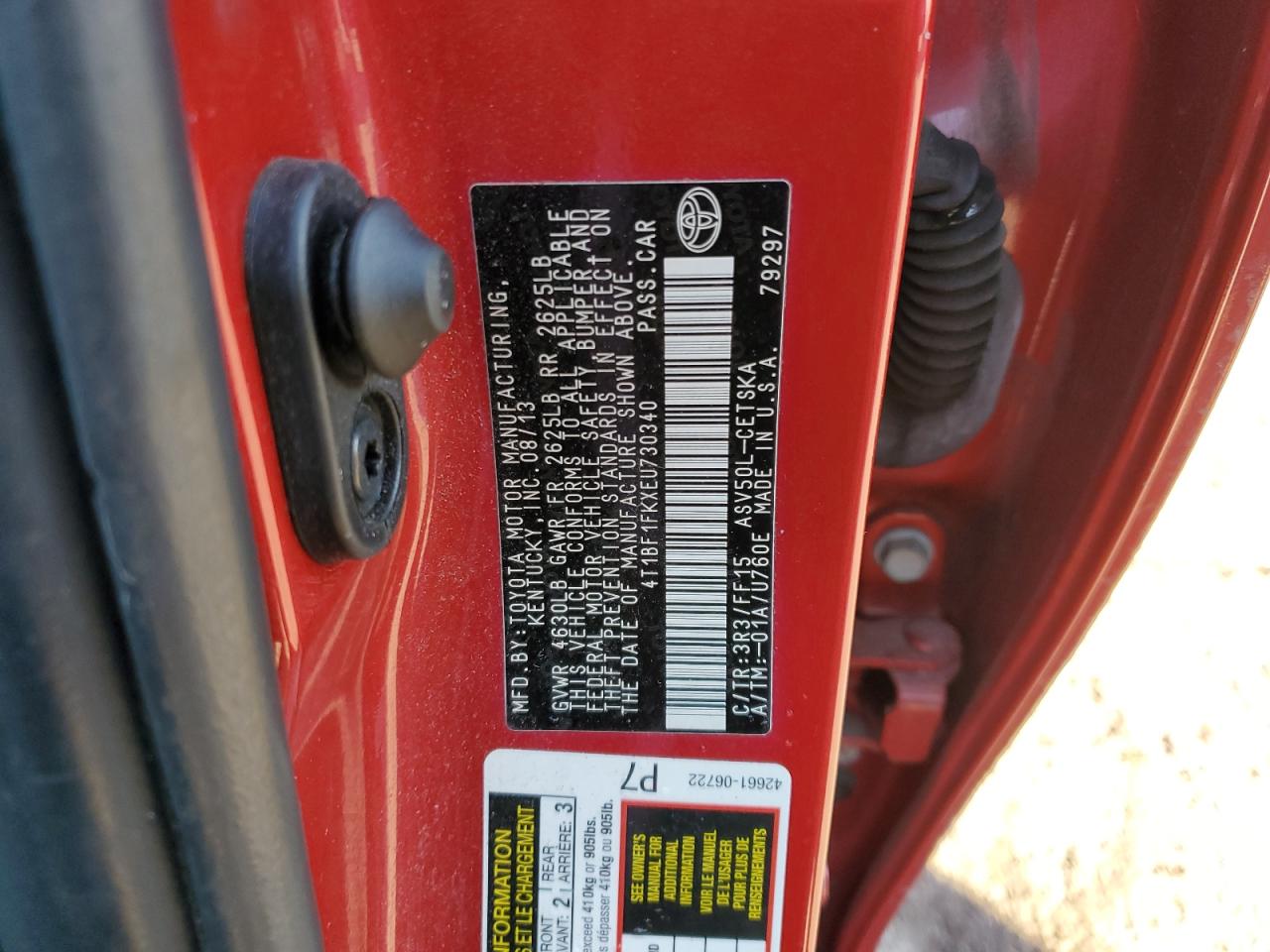 2014 Toyota Camry L VIN: 4T1BF1FKXEU730340 Lot: 92000585