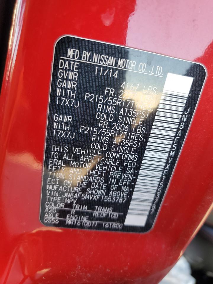 2015 Nissan Juke S VIN: JN8AF5MVXFT553787 Lot: 92588315