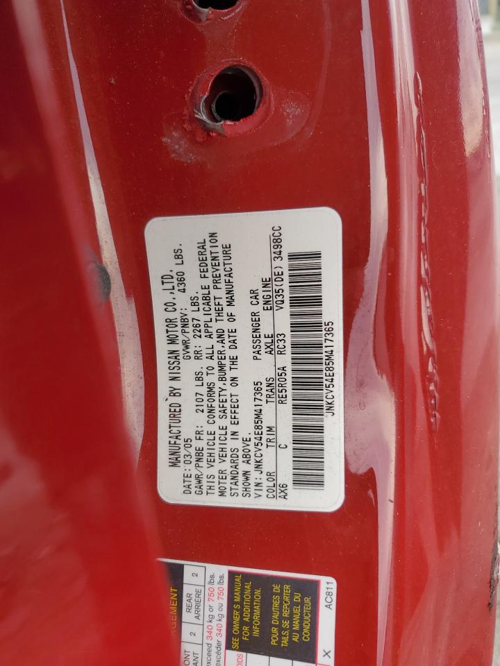 2005 Infiniti G35 VIN: JNKCV54E85M417365 Lot: 91331455