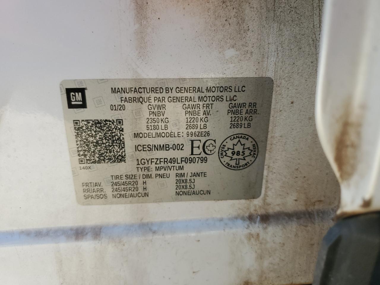 2020 Cadillac Xt4 Sport VIN: 1GYFZFR49LF090799 Lot: 90815145