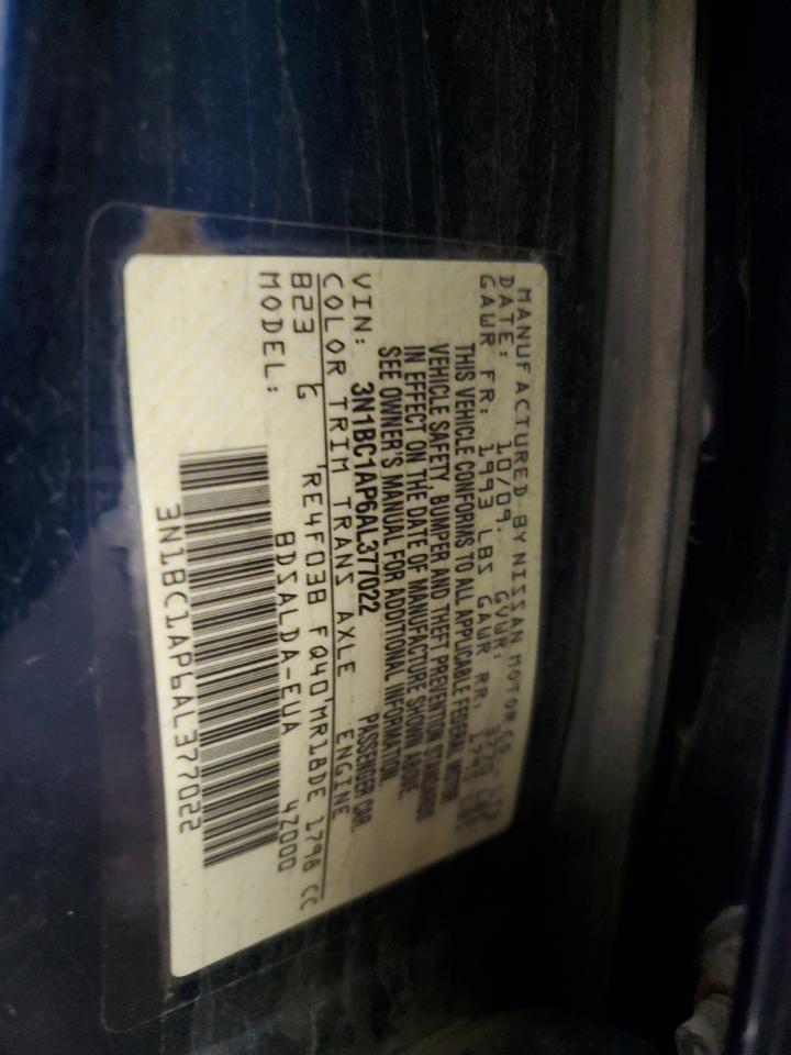 2010 Nissan Versa S VIN: 3N1BC1AP6AL377022 Lot: 92890795