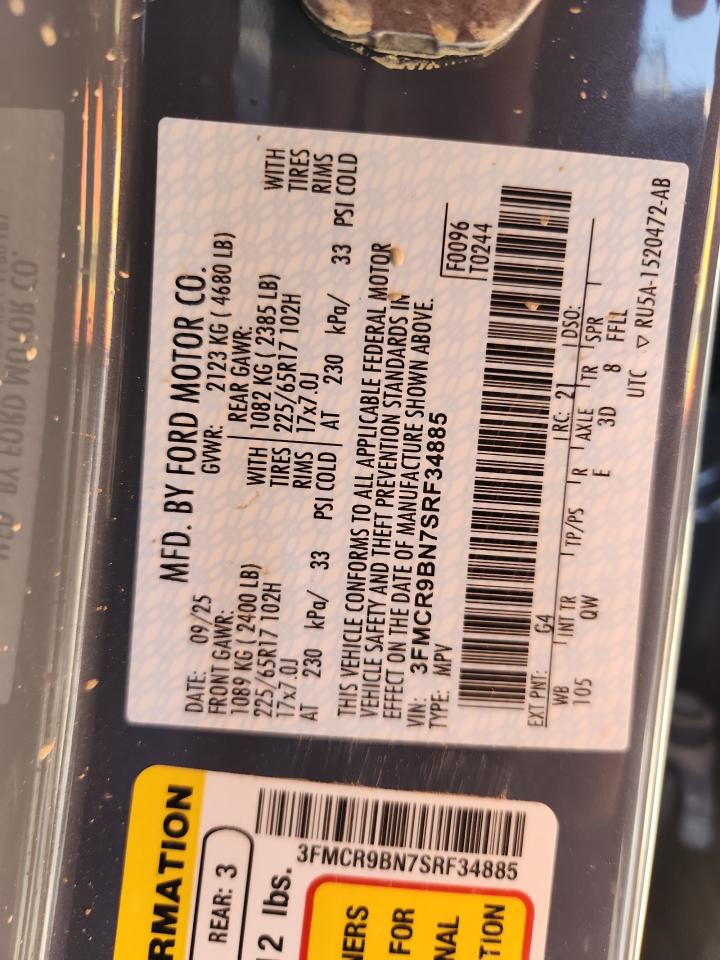 2025 Ford Bronco Sport Big Bend VIN: 3FMCR9BN7SRF34885 Lot: 92851975