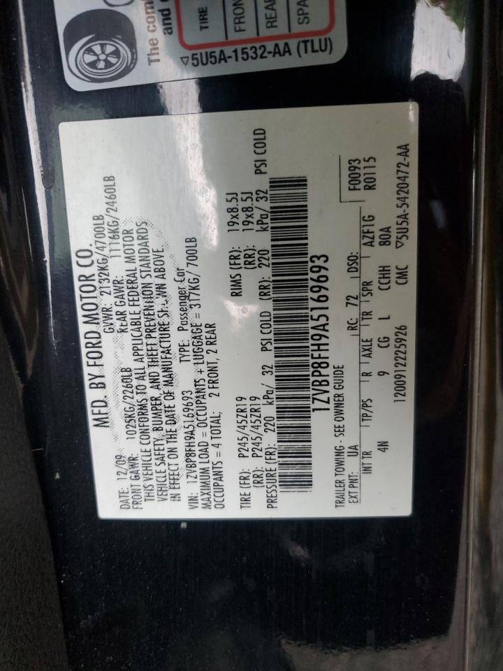 2010 Ford Mustang Gt VIN: 1ZVBP8FH9A5169693 Lot: 92731285