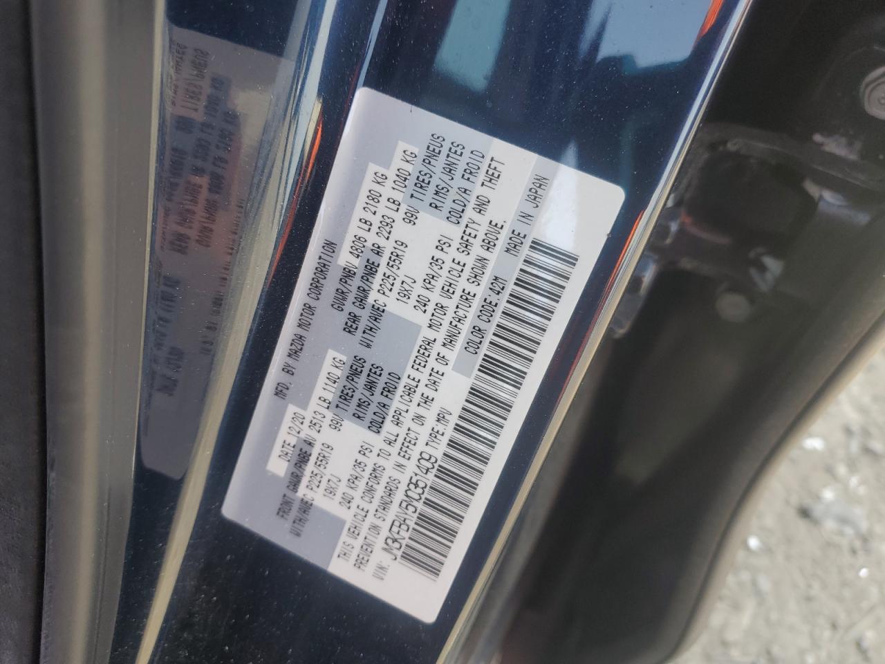 2021 Mazda Cx-5 Grand Touring Reserve VIN: JM3KFBAY5M0351409 Lot: 91874305