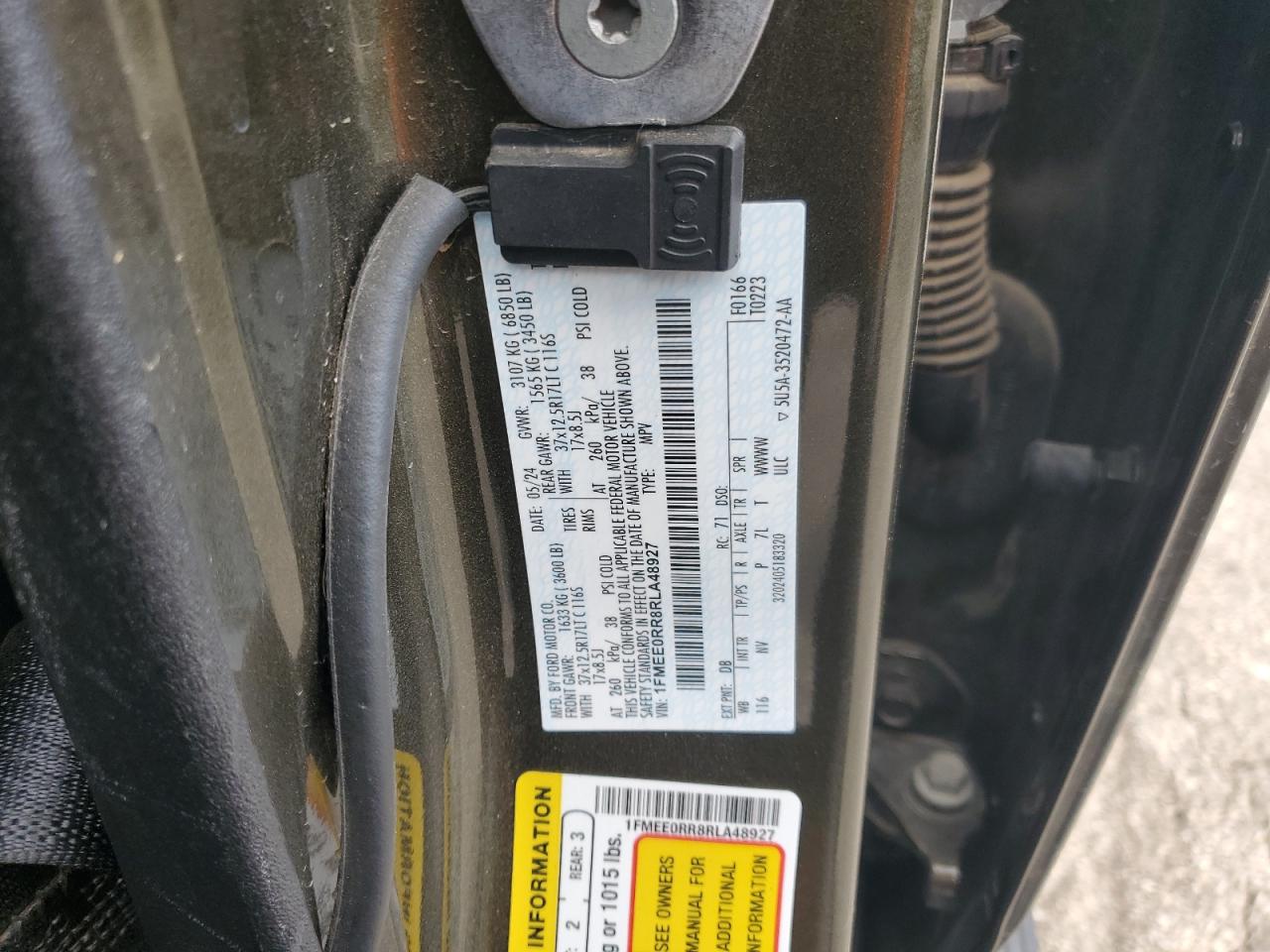 2024 Ford Bronco Raptor VIN: 1FMEE0RR8RLA48927 Lot: 92112255