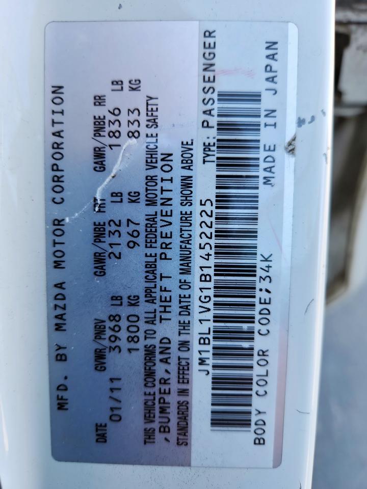 2012 Mazda 3 I VIN: JM1BL1VG1B1452225 Lot: 91107445