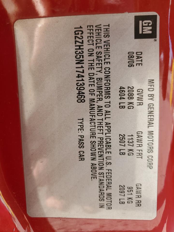 2007 Pontiac G6 Gt VIN: 1G2ZH35N174139468 Lot: 92244225