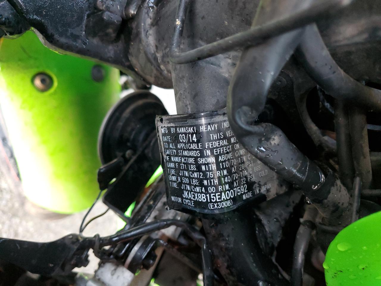 2014 Kawasaki Ex300 B VIN: JKAEX8B15EA007592 Lot: 92873485