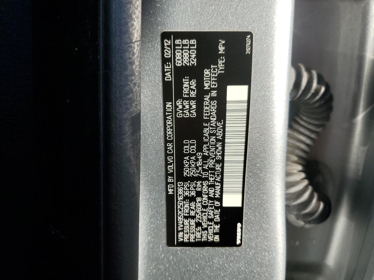 2013 Volvo Xc90 3.2 VIN: YV4952CZ5D1638613 Lot: 91216515