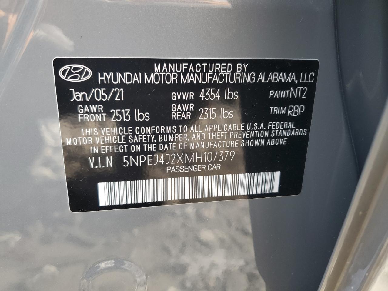 2021 Hyundai Sonata Sel Plus VIN: 5NPEJ4J2XMH107379 Lot: 93195455