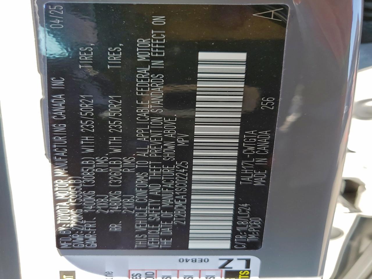 2025 Lexus Rx 500H F Sport VIN: 2T2BCMEA1SC022425 Lot: 93499855